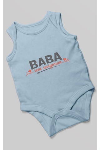 Morivokids Baba, Seni Seviyorum Sıfır Kollu Bebek Zıbını %100 Pamuk Bebe Mavisi