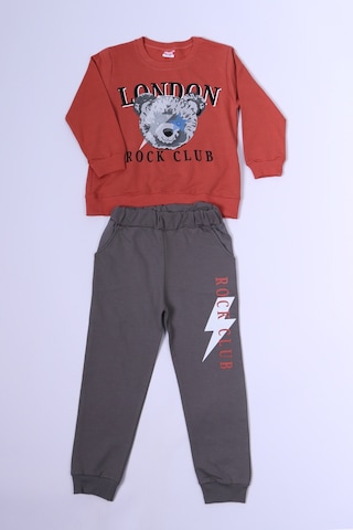 Erkek Çocuk Eşofman Takımı Baskılı Ribanalı C35 Kiremit