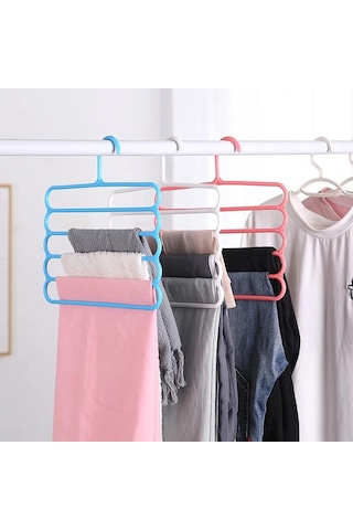 Çok İşlevli 5 Katmanlı Pantolon Askısı Tutucuları Pantolon Askısı Depolama Rafı Elbise Askısı Yerden Tasarruf Sağlayan Gardırop Dolap Düzenleyici Yeşil
