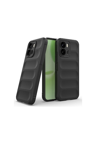 Vendas Oppo A6x Kılıf Esnek Tpu Oyuklu Arka Yüzey Tasarımlı Zore Etnik Silikon Kapak Siyah