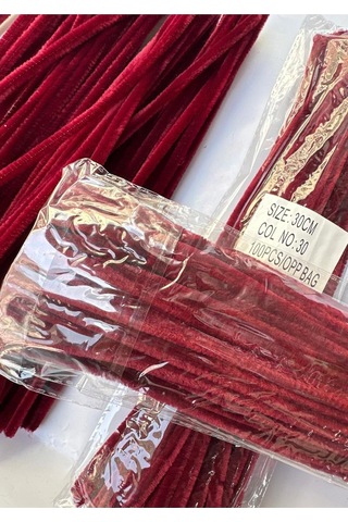 Şönil 30 Cm Bordo A030 Şönil Tüylü Hobi Çubuğu - 100'lü Paket