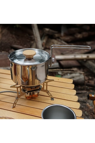 1l Paslanmaz Çelik Su Isıtıcısı, Kapak Ve Çıkarılabilir Saplı Kamp Çayı Tenceresi, Openfire Kamp Tenceresi İçin Tencere Sobası Pişirme, Piknik Yürüyüşü İçin Altın