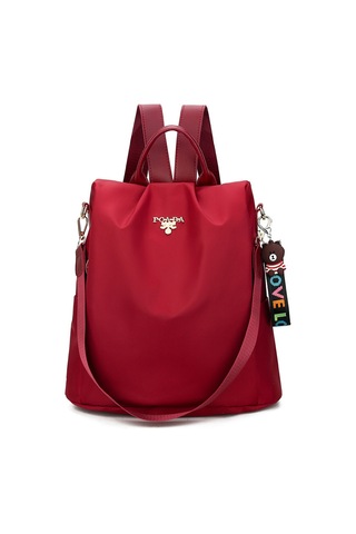 Hırsızlığa Karşı Dayanıklı Sırt Çantası Kadın Çantası Öğrenci Okul Çantası Günlük Tüm Uyumlu Çapraz Seyahat Sırt Çantası Naylon Kumaş Seyahat Çantası Kırmızı Kolye Gönder Kırmızı