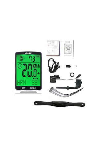 Lıxada 2.8 İnç Bisiklet Kablosuz Bilgisayar Beyaz Kabuk Yeşil Işık Beyaz