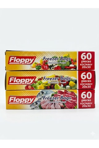 Şeylişeyler - Floppy Buzdolabı Poşeti Küçük Boy 20x30 Cm 60'lı 10 Paket - Gıda Saklama Derin Dondurucu Poşeti