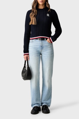 Tommy Jeans Bisiklet Yaka Saç Örgü Kazak Kadın Kazak Dw0dw22933 C1g Lacivert