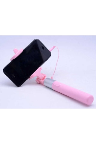 Kilifone - Selfie Çubuğu Monopad Selfie Çubuğu Kablolu - Pembe Açık - T4954