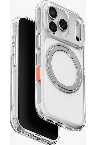 Apple iPhone Uyumlu 18 Pro Max Kılıf Swivix Dönebilen Metal Halkalı Koruyucu Premium Dayanıklı Darbe Emici Kapak Şeffaf