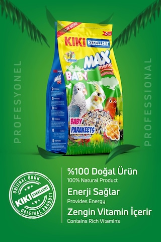 KIKI Excellent Kuş Max Menu Baby Parekets Yavru Paraket Kuşu Yemi 500 Gr. KB304