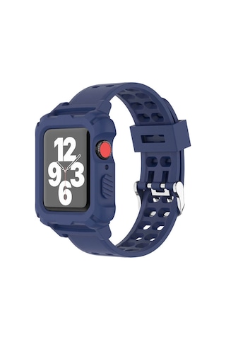 Wozlo Apple Uyumlu Watch 1, 2, 3, 4, 5, 6, 7, 8, Se Kasa Koruma 38/40/41mm Spor Kordon Kayış - Lacivert