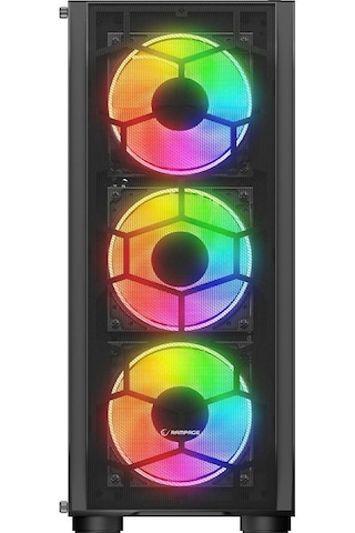 Rampage Hollow 650 W 80+ 4 x 12 CM ARGB Fan Temperli Camlı Mid Tower Oyuncu Kasası