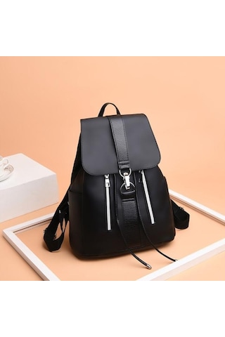 Yogodlns Kadın Sırt Çantası Tiki Tarzı Su Geçirmez Sırt Çantaları Metal Halka Fermuarlı Sırt Çantaları Siyah