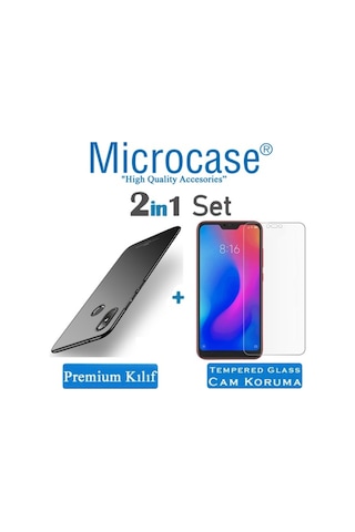 Microcase Xiaomi Mi A2 Lite Premium Matte Silikon Kilif + Cam 299650852 - Seçenek / Renk-Cam Koruma-Kirmizi-Tempered Glass Istiyorum