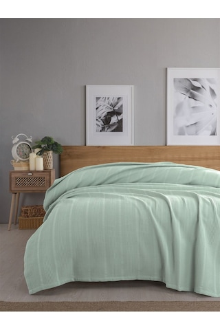 Tek Kişilik Waffle Pike 160x230cm, %100 Pamuk, Petek Tasarım, Yeşil Yeşil