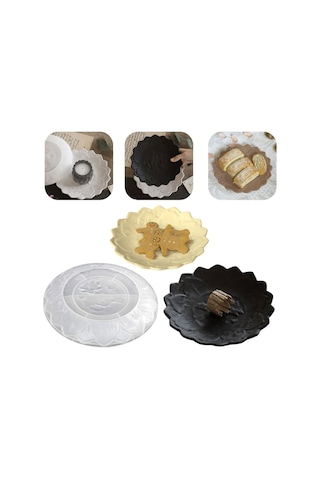 Tahtakale Toptancı Silikon Epoksi Tabak Kalıbı Lotus Tabak Kalıbı Taş Tozu Çiçek Tabak Kalıbı 18x18x2.2 Cm