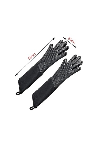 Ekstra Uzun Profesyonel Silikon Fırın Eldiveni, İç Pamuklu Isıya Dayanıklı Şef Eldiveni, Mutfak, Izgara, Fırınlama Ve Barbekü İçin Diğer