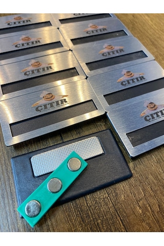 Yaka Kartı İsimlik Metal 10 Adet Mıknatıslı Logo Baskılı Premium 01