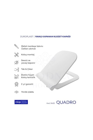 Kare Duroplast Quadro Yavaş Kapanan Klozet Kapağı