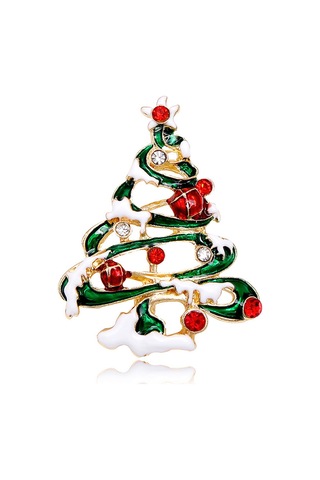 Mücevher İşçiliği Ve Aksesuarları İçin Şenlikli Cazibe İle Parlak Alaşım Noel Ağacı Broş