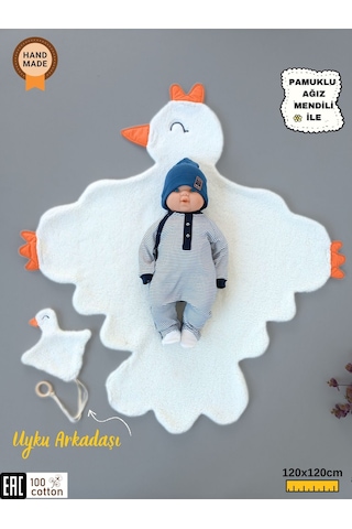 Kışlık Wellsoft Peluş Kuzu Kumaş Bebek Battaniyesi- Çok Amaçlı Minik Kuş Bebek Örtüsü -120x120cm Btn10257 Ekru