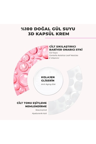 Dermokil % 100 Doğal Gül Suyu Canlandırıcı Yenileyici 3d Kapsül Krem 50 Ml