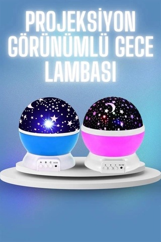 Renkli Yıldızlı Gökyüzü Projeksiyon Gece Lambası Pilli Ve Usb Kablolu Çok Renkli 70664670