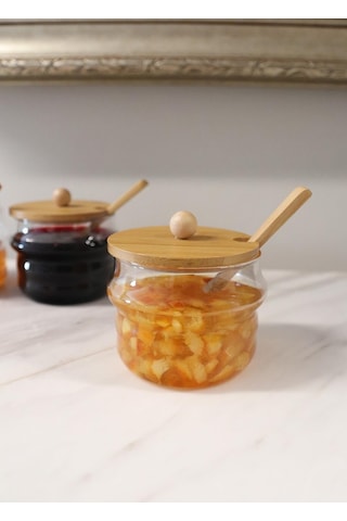 The Mia Bambu Kapaklı Borosilikat Cam Kavanoz 250 Ml