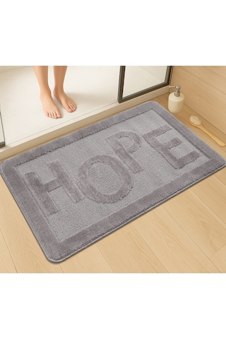 Doğal Kaymaz Taban Banyo Paspas Uzun Ömürlü Yumuşak Dokulu Su Emici Yıkanabilir Hope 60x100 Gri