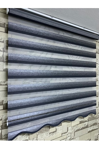 Siyah Gri Geçişli Zebra Perde (Etekli)