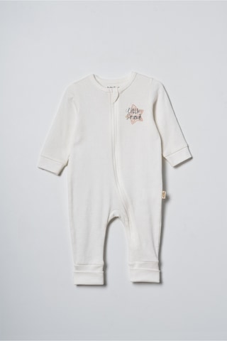 Babycosy Organic Wear %100 Organik Pamuk,ribana Fermuarlı Bebek Tulum Little Prince Baskılı,uzun Kollu,yenidoğan Ve Bebek Ekru