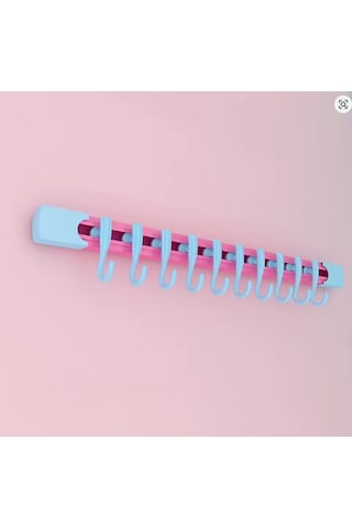 Yapışkanlı Portatif, Mobilya, Duvar, Dolap, Banyo Organizer Askılık, 10 Kancalı, 30 Cm, Pembe