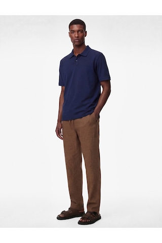 Koton Pamuklu Kısa Kollu Pike Kumaş Düğmeli Polo Yaka Slim Fit Tişört Lacivert 6sam10293mk