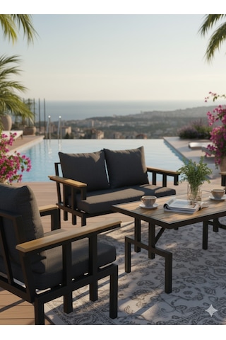 Hexa Lounge Dış Mekan Oturma Takımı Siyah