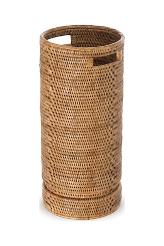 Kouboo La Jolla Rattan Yuvarlak Şemsiye Tutucu İle Su Catch, Bal Rengi Kahverengi P, Honigbraun, 24.13 X 24.13 X 53.3 Genel