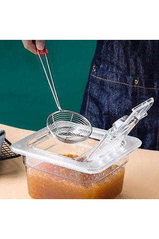 Paslanmaz Çelik Süzgeç Mutfak Aleti Paslanmaz Çelik Sıcak Tencere Süzgeci Paslanmaz Çelik Tel Kepçe Kaşık 1 Adet, Çok Renkli