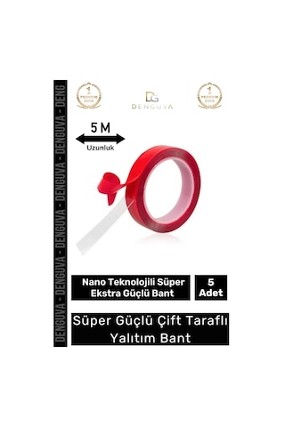 Premium Ekstra Güçlü Çok Amaçlı Çift Taraflı Tamir Dış Mekan Montaj 5mt Silikon Şeffaf Bant 5 Adet