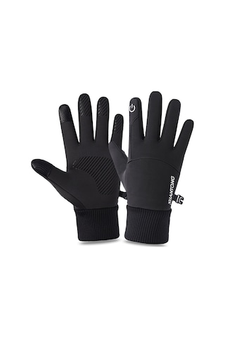 Mufunye Kışlık Spor Eldivenleri Erkek Kadın İçin Dokunmatik Ekran Uyumlu Sıcak Tutucu, Kaymazlı Rüzgar Engellici Siyah M Diğer