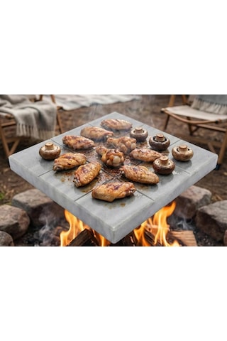 Dogal Tash Mermer Izgara Taşı, Doğal Renk, 39x35x3 Cm, Türkiye'de Üretilmiş Diğer