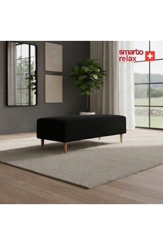 Smarto Relax Puf Babyface Ayaklı Puf 100 40 45 Cm Düz Tasarım Siyah
