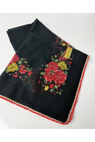 Eripek Oyalı Organik Pamuklu Yazma - 06084 Siyah