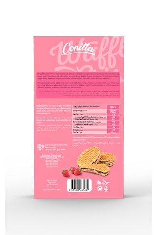 Conitta Waffle Crisps Çilek Kremalı Ve Sütlü Çikolatalı Çıtır Gofret 100 Gr. 2 Adet