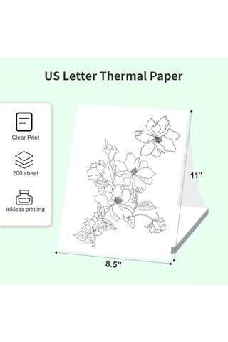 Lemestar A4 Termal Yazıcı Kağıdı 216x279mm 200 Yaprak/kutu Suya Yağa Dayanıklı Bpa'sız 3 Yıl Görüntü Saklama