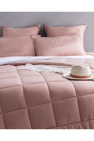 Madame Coco Bobigny Tek Kişilik Supersoft Comforter Set - Pudra Pudra