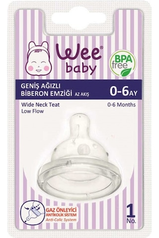 Wee Baby 828 No:1 Geniş Ağızlı Biberon Emziği Az Akış 0-6 Ay
