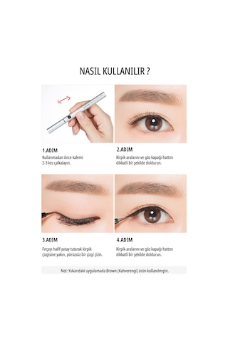 İnce Fırça Uçlu Kalem Eyeliner Natural Fix Brush Pen Liner Brown 2