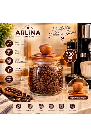 700 Ml Akasya Kapaklı Cam Kavanoz