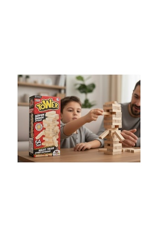 Ahşap Jenga Denge Oyunu Tower Büyük Boy 54 Parça