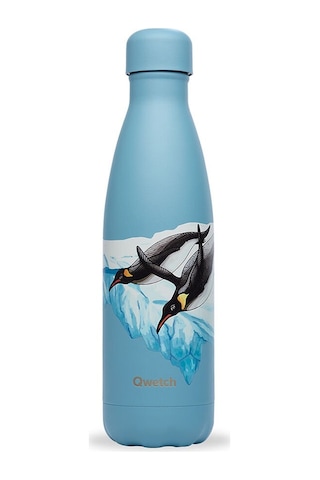 Qwetch QD3465 Penguen Desenli Isı Yalıtımlı 500 ML Termos - Açık Mavi