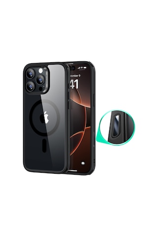 Esr Apple Uyumlu iPhone 16 Pro Halolock Magsafe Classic Hybrid Silikon Kılıf - Kamera Kontrol Buton Şeffaf Siyah