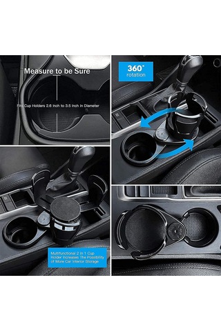 Hombey Mat Siyah Araba Bardak Tutucu: Genişletilebilir 2'li Adaptör, Su/içecek/lezzet Saklama, 7.4-15cm Genişleme Aralığı